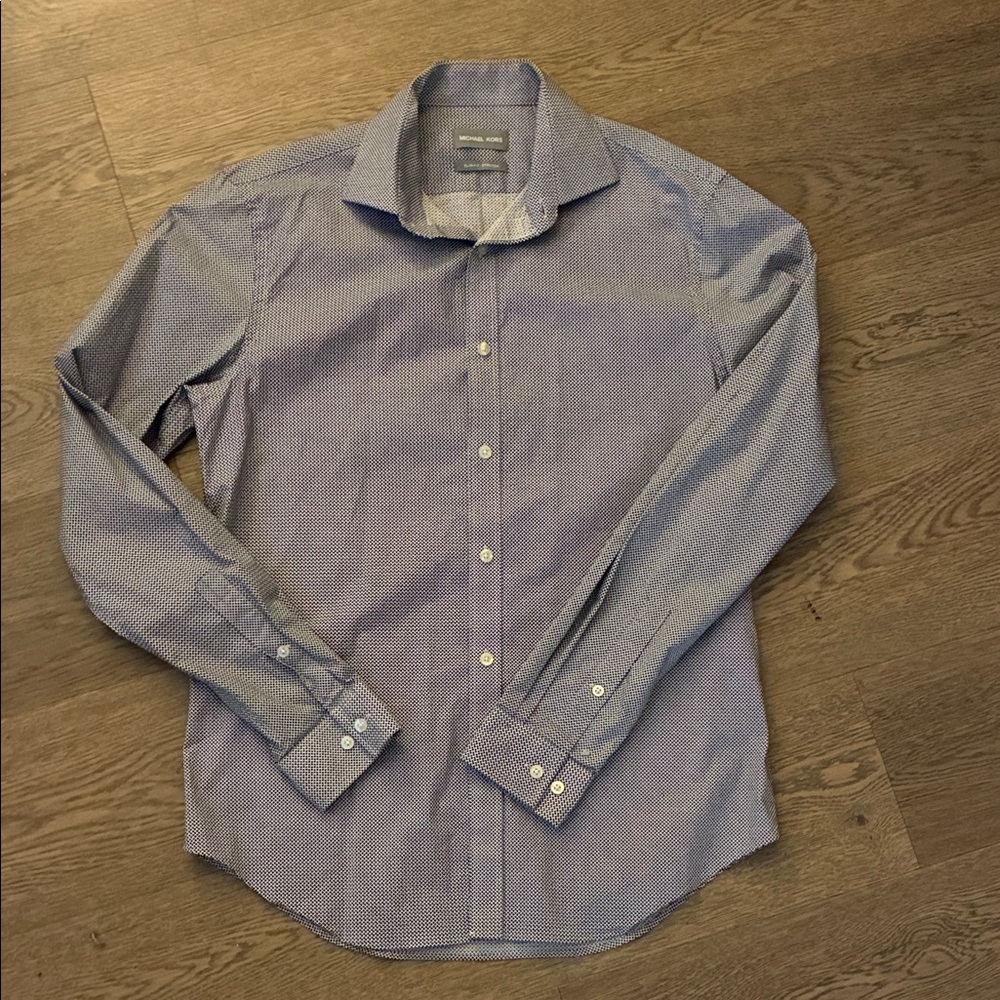 Michael Kors Men's Blue Patterned Dress Shirt Like New
